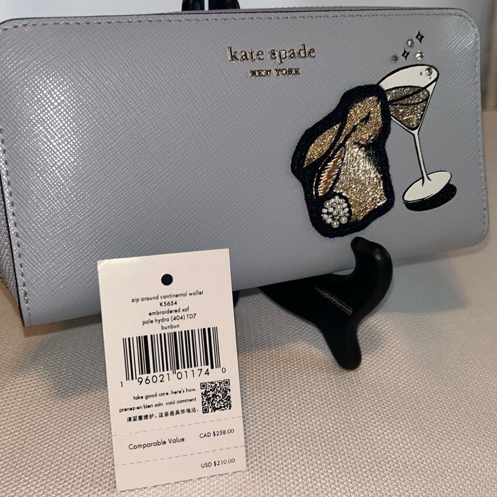 Kate Spade Bunbun Bunny Continental Embroidered Saffiano Leather Wallet NWT!! - Picture 8 of 8